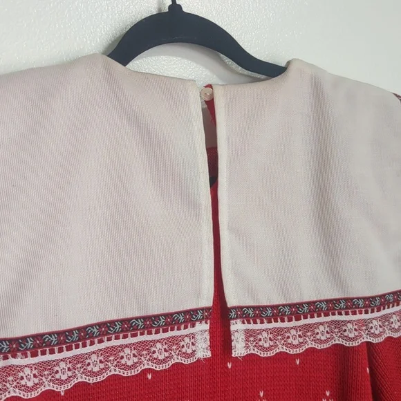 Vintage Scott McClintock 1980s Red White Pullover Sweater Bibbed Collar Small - Picture 7 of 9